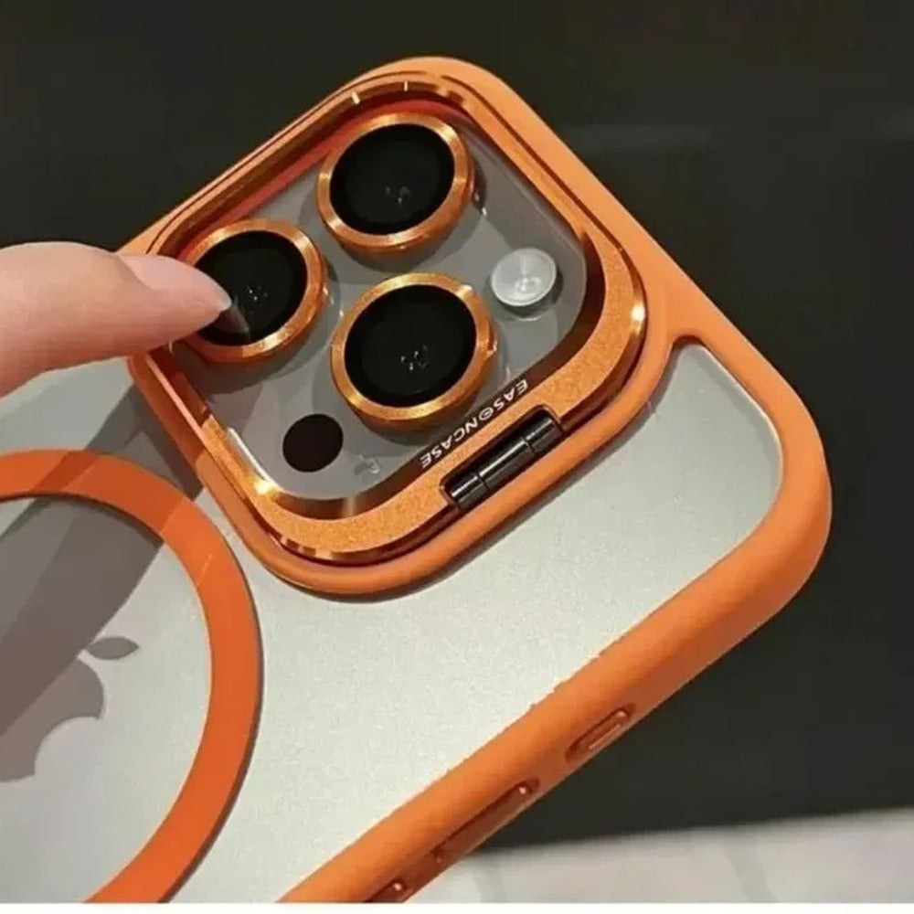 Detalhe da proteção de câmera com anéis metálicos